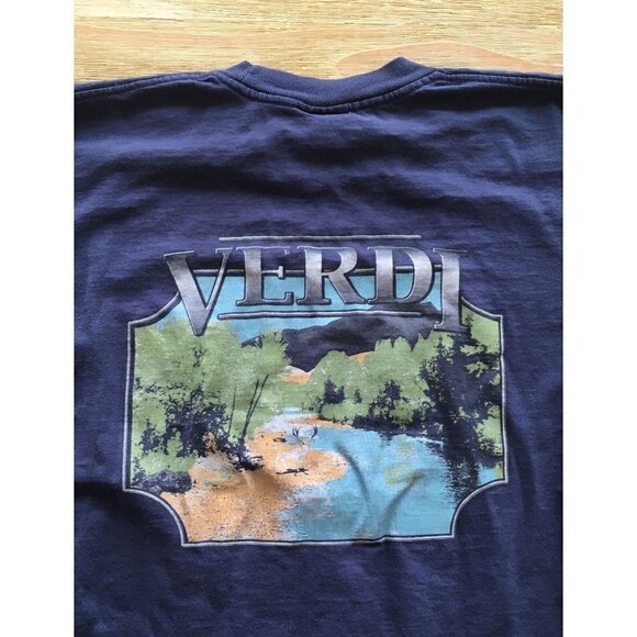 Vintage Verdi Nevada Long Sleeve T Shirt Mens Size Large Blue USA Made - Picture 4 of 5
